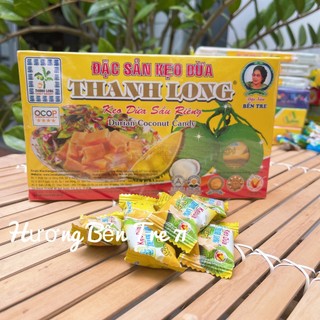 Kẹo dừa dẻo sầu riêng thanh long- hộp 400g - bao bì riêng từng viên kẹo - đặc sản bến tre