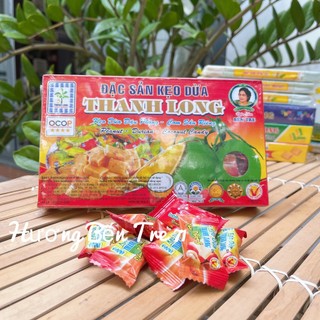 Kẹo dừa dẻo đậu phộng sầu riêng thanh long- hộp 400g - bao bì riêng từng viên kẹo - đặc sản bến tre