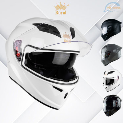 Nón bảo hiểm Fullface 2 kính siêu chất - Royal M266 – Hàng chính hãng - Bảo hành 12 tháng - Trắng , Xám xi măng , Đen