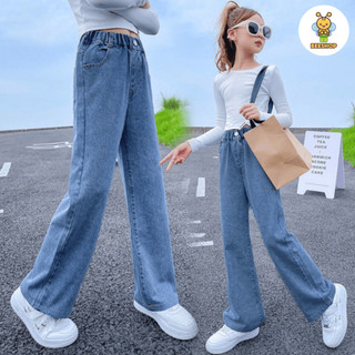 Quần jean bé gái size đại BEESHOP quần bò suông cạp chun cho bé D24026