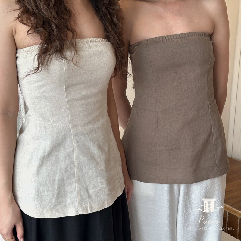 ✿Lyly top✿ Áo quây linen PAAEs triết eo khoá chun tôn dáng[ảnh thật]