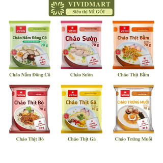 [GÓI LẺ] - VIFON - Cháo Vifon 70g 6 vị: thịt gà, thịt bằm, nấm đông cô, sườn, trứng muối, thịt bò (70g/gói)