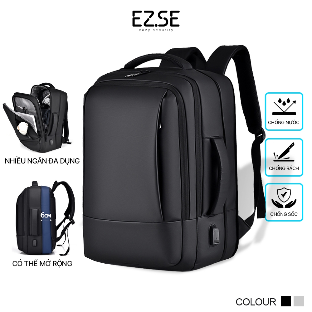 Balo laptop chống sốc chống nước cao cấp EAZY BLA01 có cổng sạc USB , Balo đựng laptop 15.6 17 inch kích thước lớn