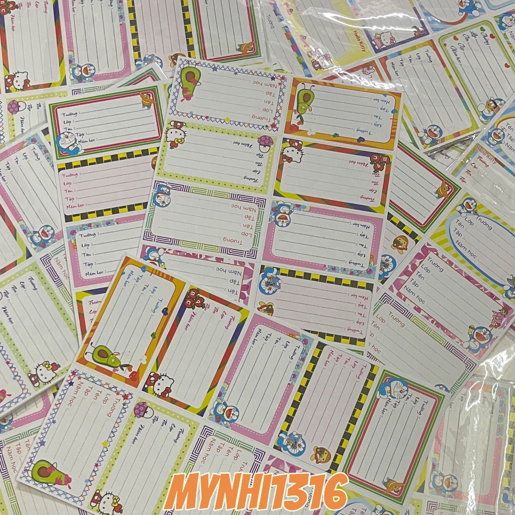 XẤP 50 NHÃN DÁN TẬP, NHÃN VỞ HỌC SINH CÓ NHIỀU KEO (5 TỜ)