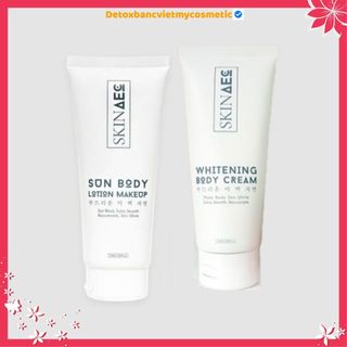 Bộ đôi kem dưỡng trắng chống nắng body và dưỡng trắng body ban đêm Skin aec