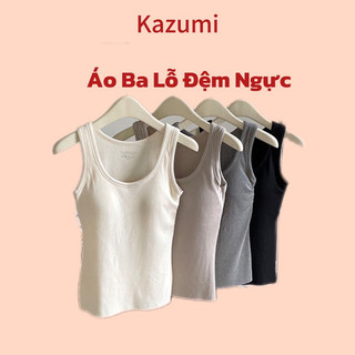 Áo Ba Lỗ Có Đệm KAZUMI Dáng Dài Cotton Co Giãn Dễ Chịu Thoáng Mát A27