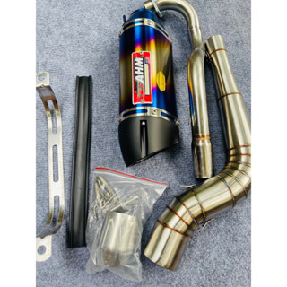 Bô AHM M3 titan + cổ 2 khúc inox gắn wave, sirius, ex150, winner x v3