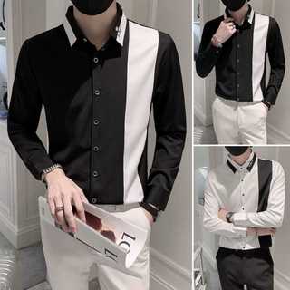 Áo sơ mi nam dài tay boy phố thêu chữ ký phối vải from slimfit chất lụa mango dày dặn mẫu mới trend trẻ trung