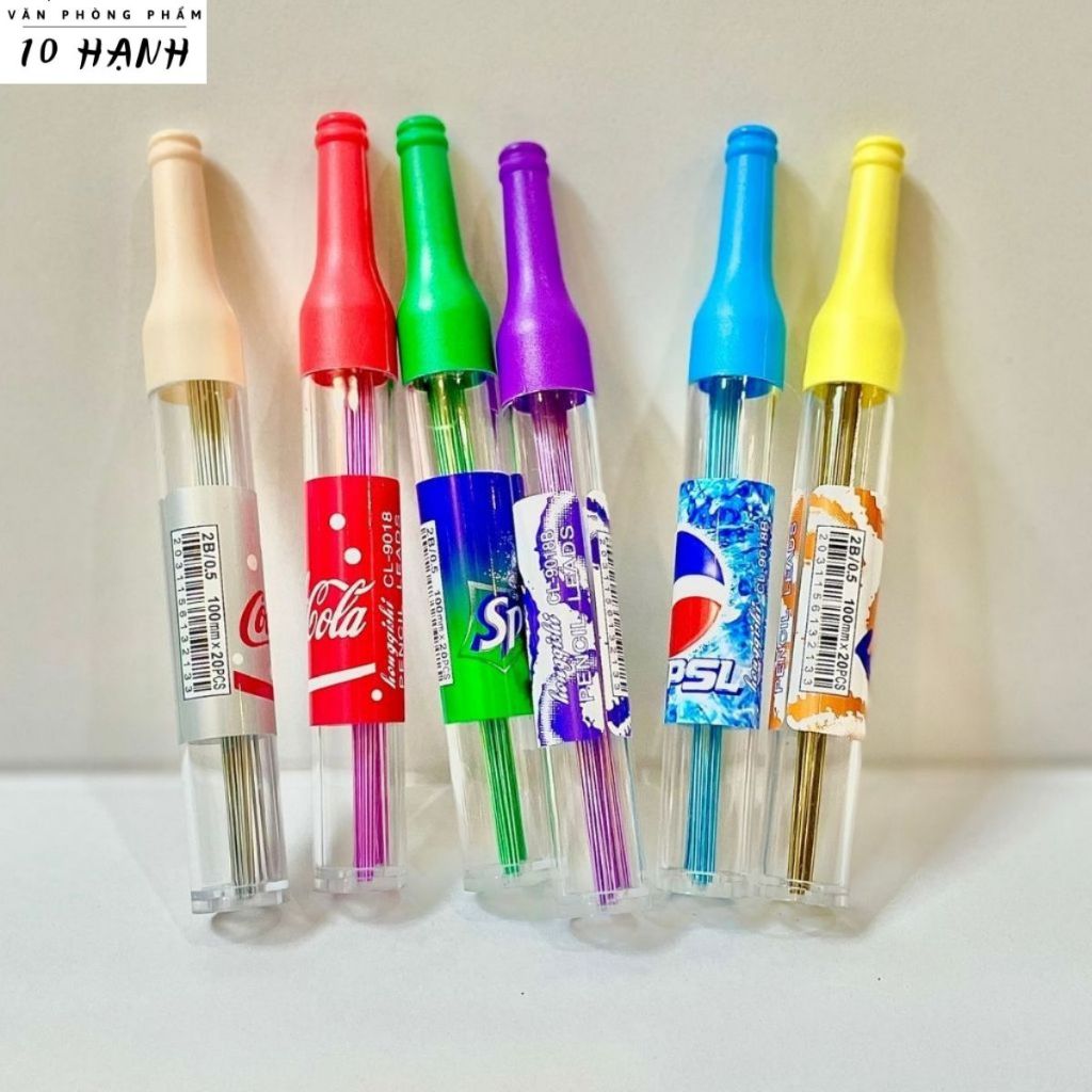 [9018] COMBO 3 Ruột Chì Bấm / Ống Chì Bấm 2B Ngòi 0.5mm nhiều màu sắc hình dạng lon nước ngọt Coca, 