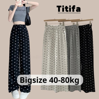 (ẢNH THẬT) Quần Suông Nữ Bigsize Quần Dài Ống Rộng Họa Tiết Nơ Thun Tăm Mềm Mại Thoải Mái -TitiFa Shop