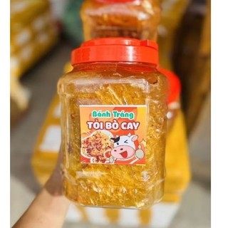 Hủ 500gr bánh tráng trộn tỏi bò cay