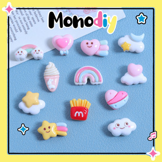 Charm mini hình cầu vồng, mây, tim trang trí toploader, ốp điện thoại, bình nước