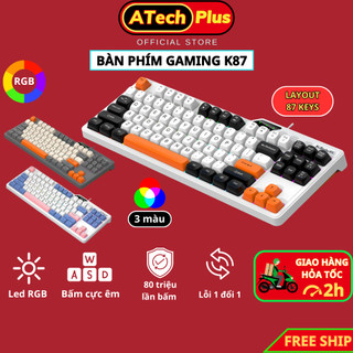 Bàn Phím Giả Cơ Gaming Cao Cấp K87 có Led Rainbow RGB Gõ Cực Êm Cho Game Thủ Văn Phòng PC Laptop 