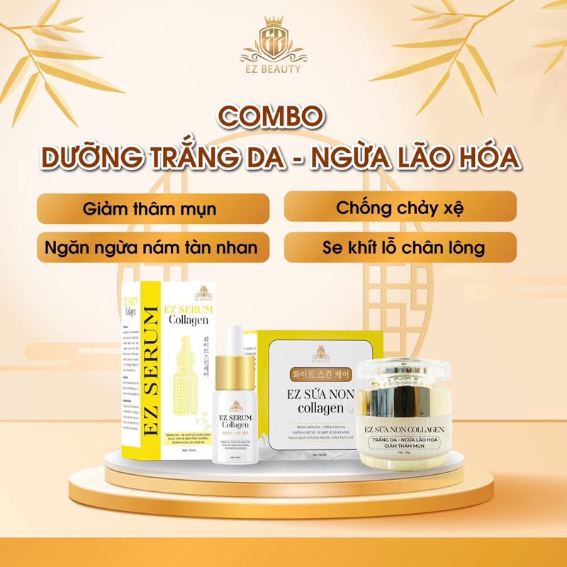 [CHÍNH HÃNG] Combo Kem EZ Sữa Non Và Serum Collagen 15g