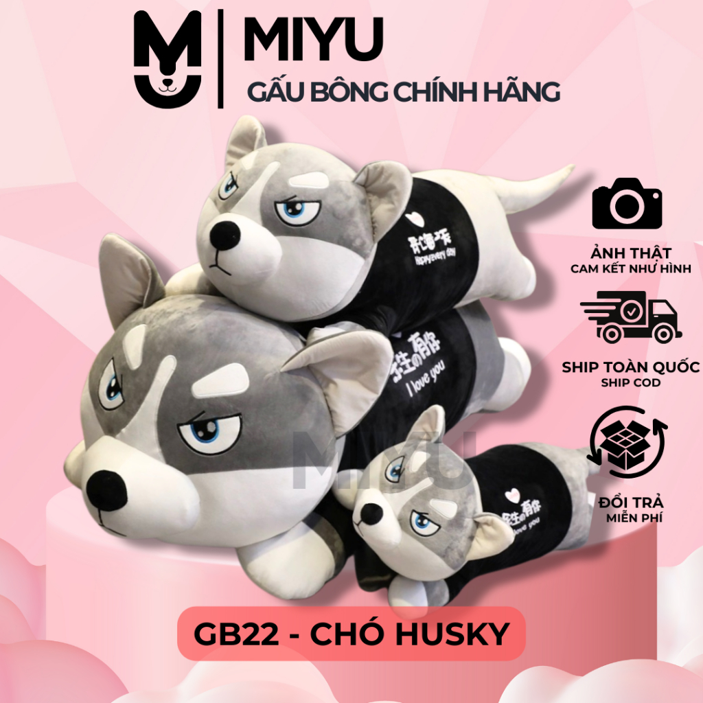 Gấu Bông Chó Husky Mặt Ngáo Siêu To Khổng Lồ Ôm Ngủ Mềm Mịn An Toàn Cho Bé Thú Nhồi Bông Gối Ôm Dài 150cm Dễ Thương MIYU