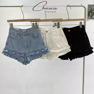Quần short jean nữ lưng cao viền bèo quần đùi jean nữ lưng xao Phong cách ulzzang Quần short đùi nữ lưng cao VIỀN BÈO