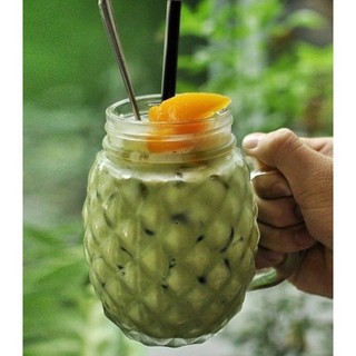 Ly thuỷ tinh quai 500ml hình quả dứa có nắp nhôm