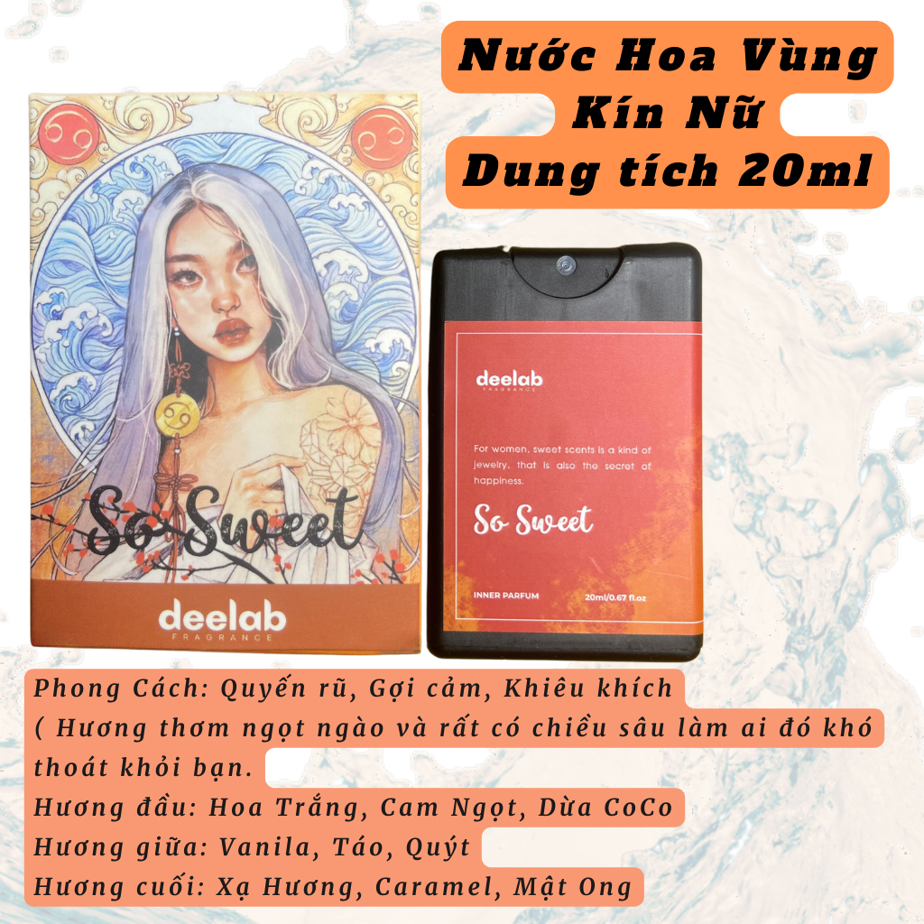 Nước Hoa Cô Bé , Vùng Kín , Vùng Tam Giác Nữ Sang Trọng , Đẳng Cấp , Quyến Rũ, Ngọt Ngào Chai 20ml Dạng Xịt