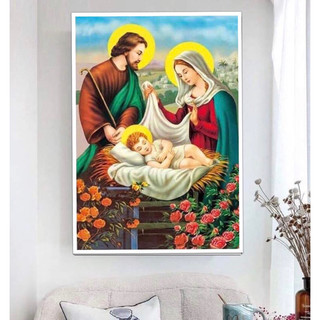 Tranh đính đá Gia đình Thánh Gia - LV041 ,tranh chưa gắn đá