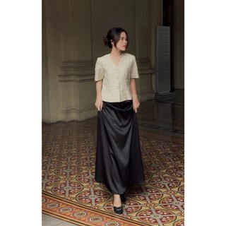 Chân váy dài CHARMO 2 lớp vải lụa mềm mịn Basic Silk Skirt