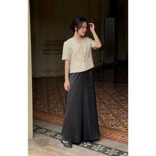 Chân váy dài CHARMO 2 lớp vải lụa mềm mịn Basic Silk Skirt