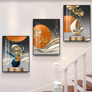 Tranh Cầu Thang Tráng Gương Laminate Cao Cấp (40X60CMX3B), Tranh Treo Tường Decor Trang Trí Nhà Cửa