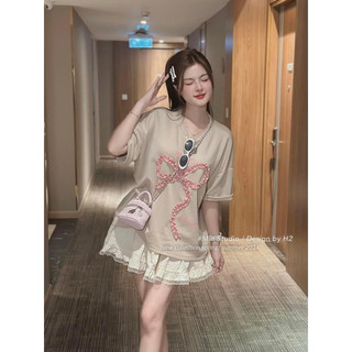 SET ÁO COTTON ĐÍNH NƠ MIX CHÂN VÁY TẦNG