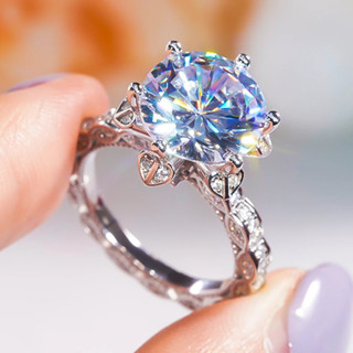 Nhẫn nữ 5 Carat D Color Moissanite VVS1 D 3EX❤️Tặng kèm bút thử kim cương chính hãng