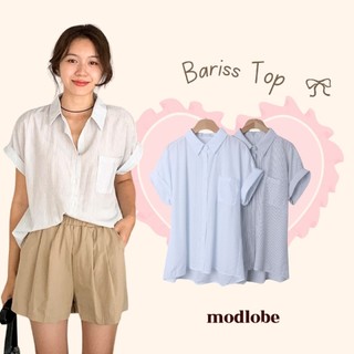 Áo sơ mi cổ chữ V dáng cơ bản với túi áo tiện dụng Modlobe Bariss Top Hàn Quốc
