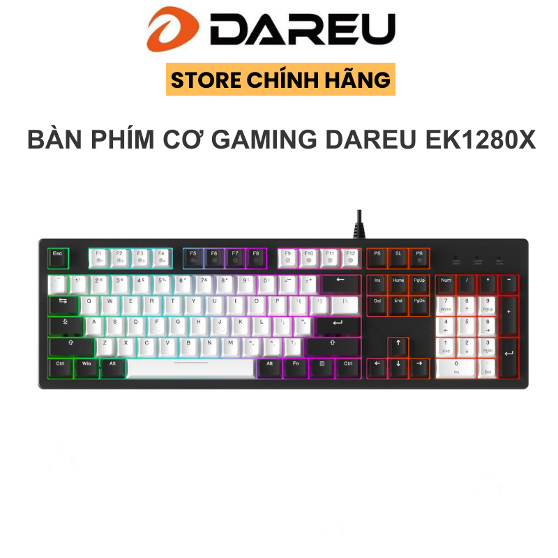 Bàn phím cơ Gaming EK1280x BLACK-GREY (Kháng nước, Optical switch, MULTI LED)