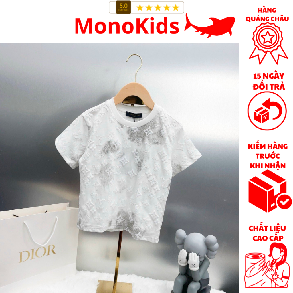 Áo phông loang in hoạ tiết lv nổi cực sịn lên dáng chuẩn rickids 10-40kg_Monokids