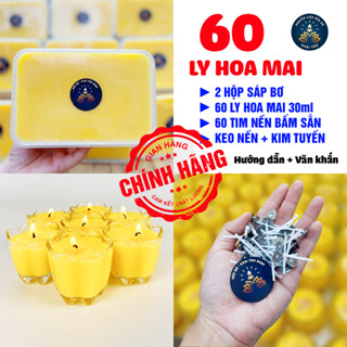 [LY CHÍNH HÃNG] Combo Làm 60 Ly Nến Bơ Hoa Mai, Nguyên Liệu Làm Nến Bơ Cúng Phật, Nến Bơ Cúng Dường, Đèn Bơ