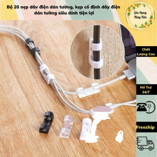 Bộ 20 nẹp dây điện dán tường, kẹp cố định dây điện dán tường siêu dính tiện lợi