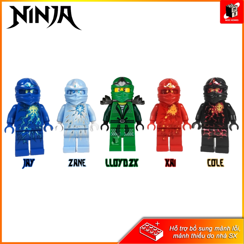 [Đang về] Đồ chơi lắp ráp minifigures 5 nhân vật Ninja go NRG - Có tách set