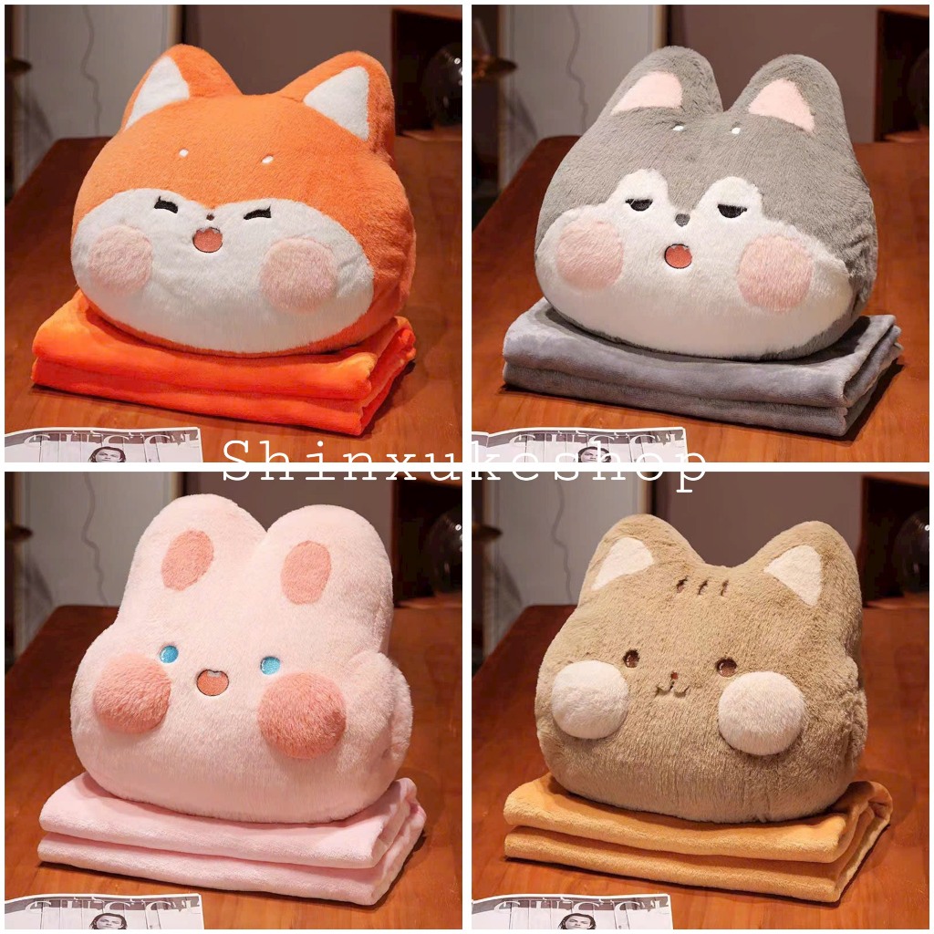 [HỎA TỐC] Bộ chăn kèm gối văn phòng, gấu chăn văn phòng 3in1 dễ thương, đáng iu