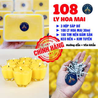 [LY CHÍNH HÃNG] Combo Làm 108 Ly Nến Bơ Hoa Mai, Nguyên Liệu Làm Nến Bơ Cúng Phật, Nến Bơ Cúng Dường, Đèn Bơ