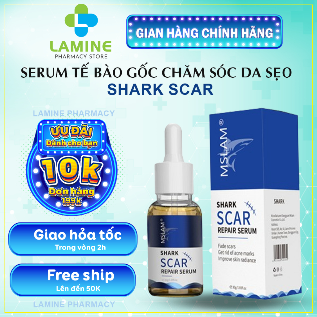 Serum Sẹo Tế Bào Gốc Shark Scar - Tinh Chất Shark Scar Hỗ Trợ Mờ Phẳng Sẹo Rỗ, Sẹo Lõm, Sẹo Lồi, Sẹo