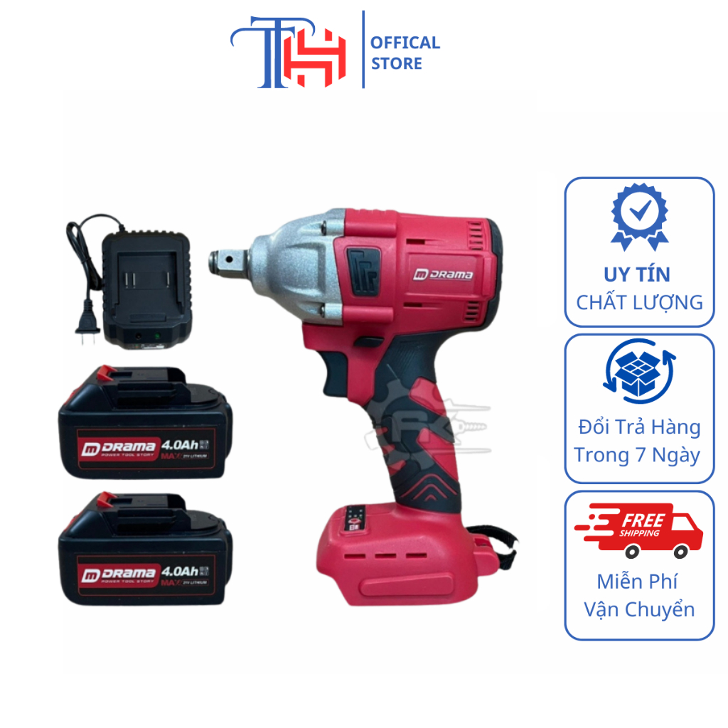 Máy siết bulong pin DRAMA D-5188, Lực siết 330Nm, Động cơ Không chổi than