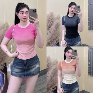 Áo thun ôm body loang màu Bozip cotton mịn phom tôn dáng Uyên Nguyễn Store