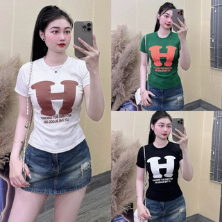 áo thun ôm body phối chữ H Uyên Nguyễn Store