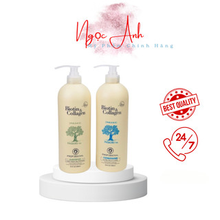 Dầu Gội Xả Biotin Collagen Chống Rụng Tóc, Kích Thích Mọc Tóc 1000ML*2 [ Hàng Công Ty]