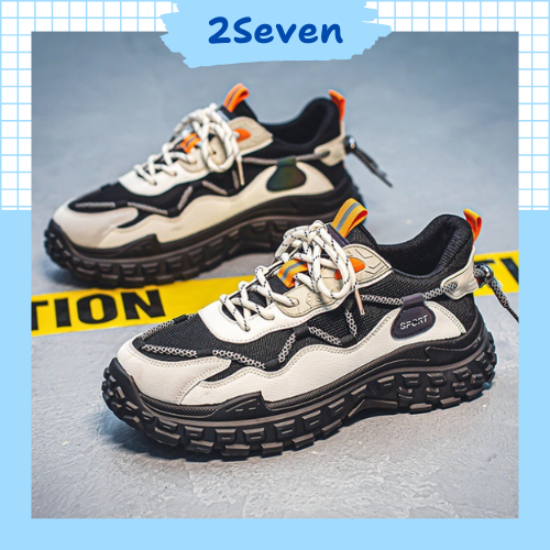 Giày thể thao sneaker nam nữ đế độn tăng chiều cao siêu nhẹ phối vải lưới thoáng khí - GH09 - 2SEVEN