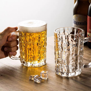 Cốc thuỷ tinh có tay cầm vân đá uống nước uống bia 400ml  mã 5408CQ