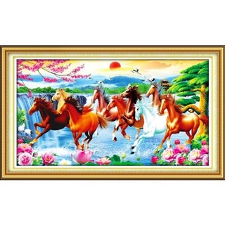(XẢ KHO) Tranh thêu chữ thập NGỰA mã đáo thành công E2 150*70cm