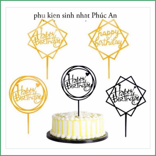 Cây cắm hpbd mica vàng đen cắm bánh sinh nhật ngẫu nhiên