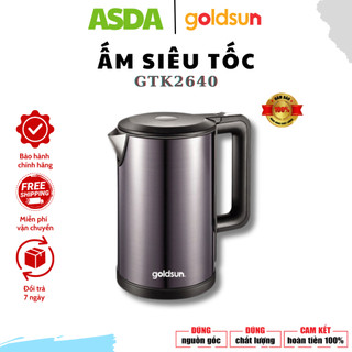 Ấm siêu tốc 2 lớp Goldsun GKT2612, ấm siêu tốc cách nhiệt, đun sôi nhanh, BH chính hãng 12T