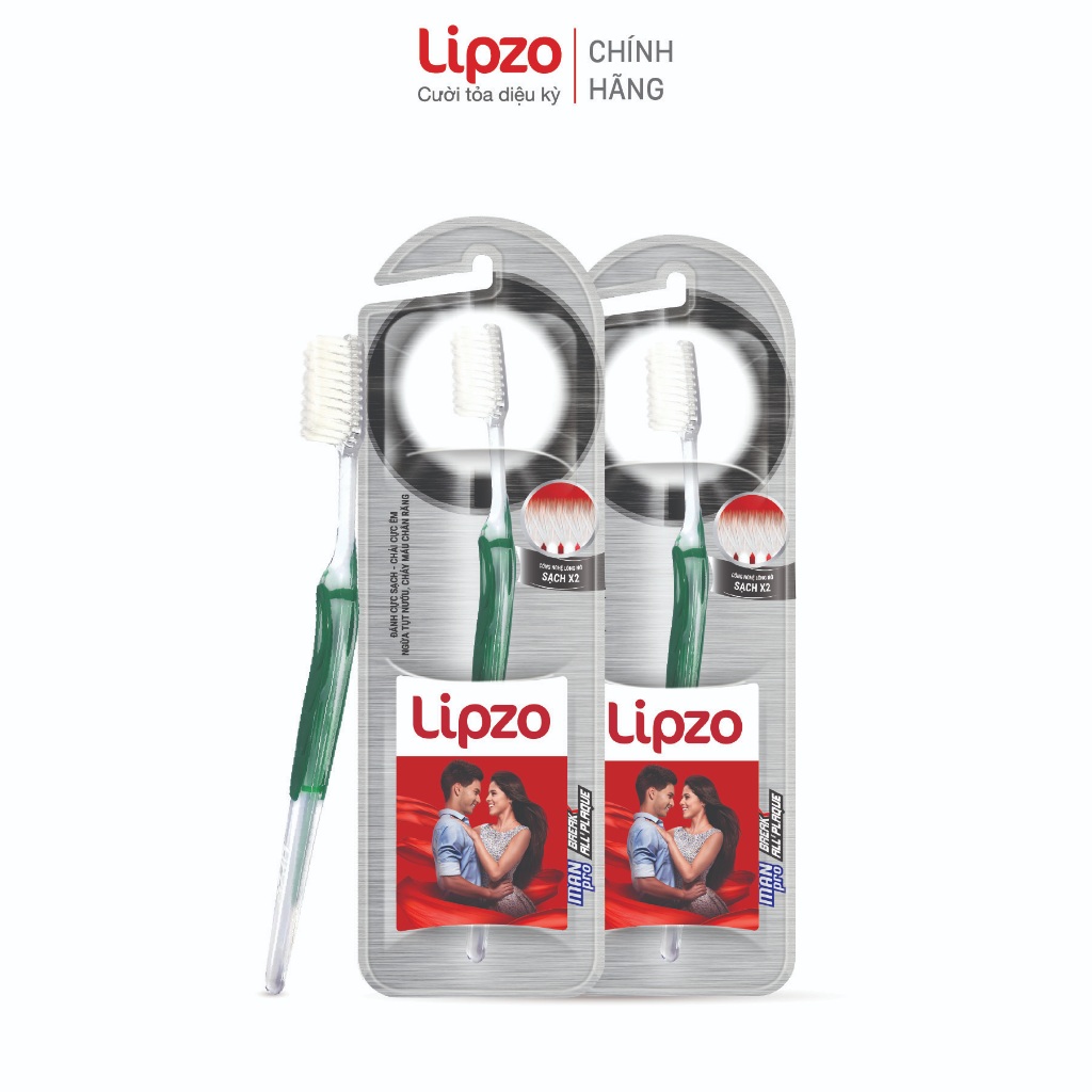 [Combo 2-3] Bàn Chải Đánh Răng Lipzo Pro For Man Cho Nam Giới Men Răng Yếu Công Nghệ Lông Nở Kết Hợp Chỉ Tơ Nha Khoa