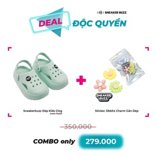 [Deal Độc Quyền]Sneaker Buzz Dép Kids Clog-Green Pastel + Sneaker Buzz Phụ Kiện Charm Flower Set CBDJ2407-011