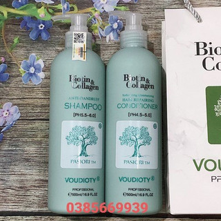 DẦU GỘI XẢ VOUDIOTY ANTI DANDRUFF BIOTIN COLLAGEN 2021 XANH BIỂN PHỤC HỒI MỀM MƯỢT NGĂN RỤNG MỌC TÓC CHO DA ĐẦU GÀU 500