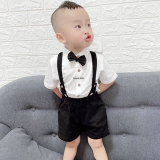  Set công tử bé trai mẫu yếm mặc thôi nôi 1 tuổi kiểu vest phong cách hàn quốc Sumin Kids 